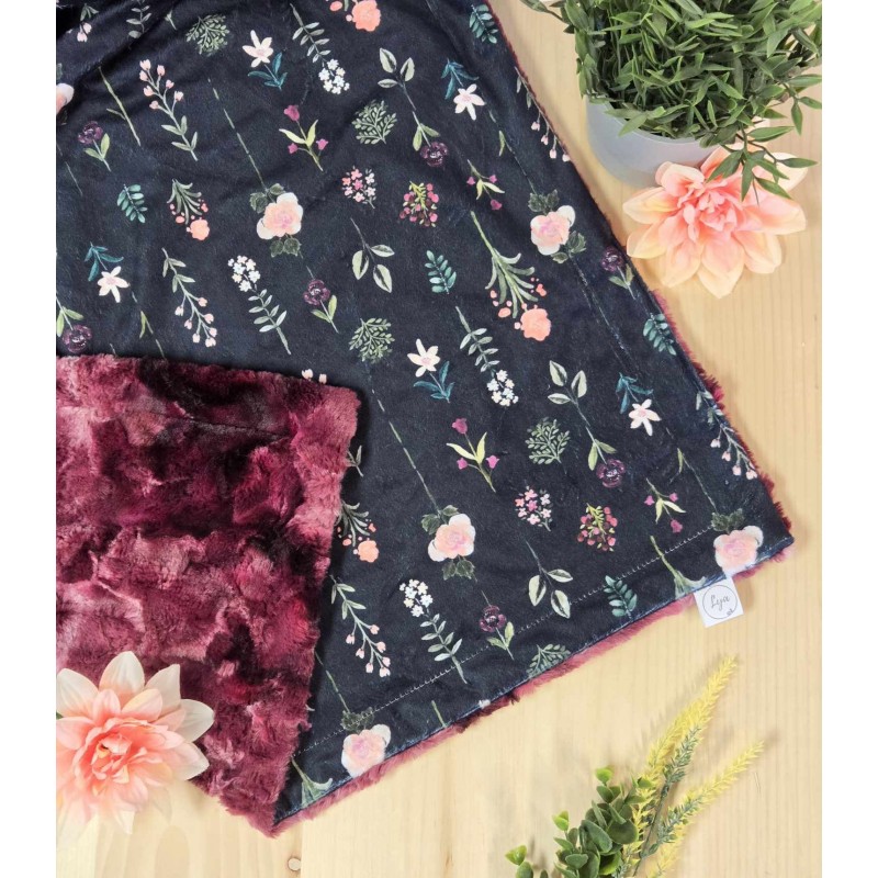 Night garden - Made to order - Blanket - Plain fur to be chosen upon reception of the printed fabric